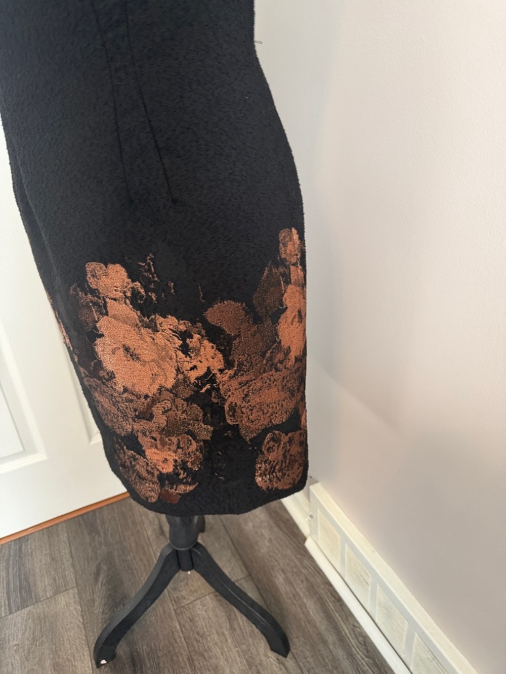 Sara Campbell Black Midi Dress with Bronze Floral Hem - Picture 5 of 13
